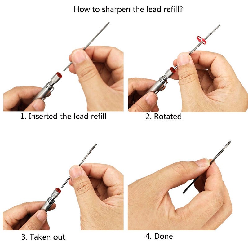 Baile JYsun 6pcs 2mm Mechanical Pencils with 4 Cases Color Lead Refills and 2 Cases Black Refills for Art Sketching Carpenter Draft Drawing Writing Crafting - Image 5